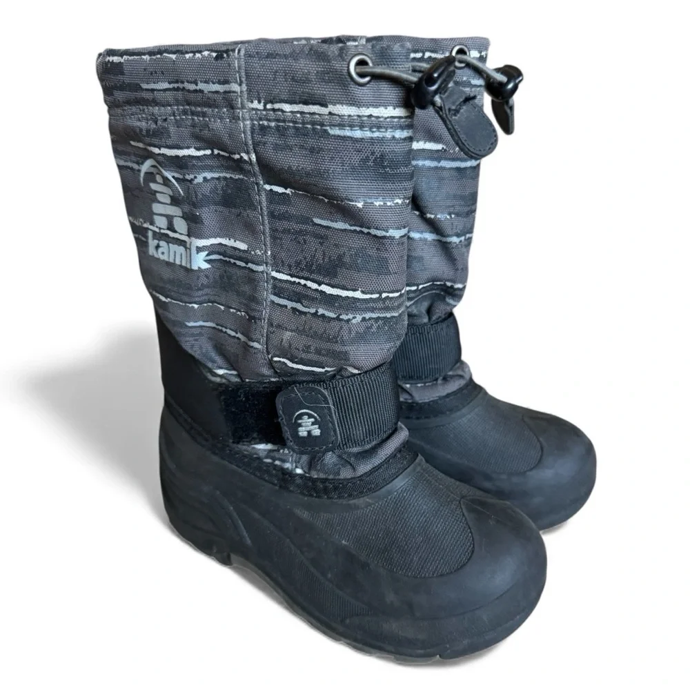 Kamik Kids Waterproof Snow Boots Insulated Warm Winter Shoes Gray Black Size 13